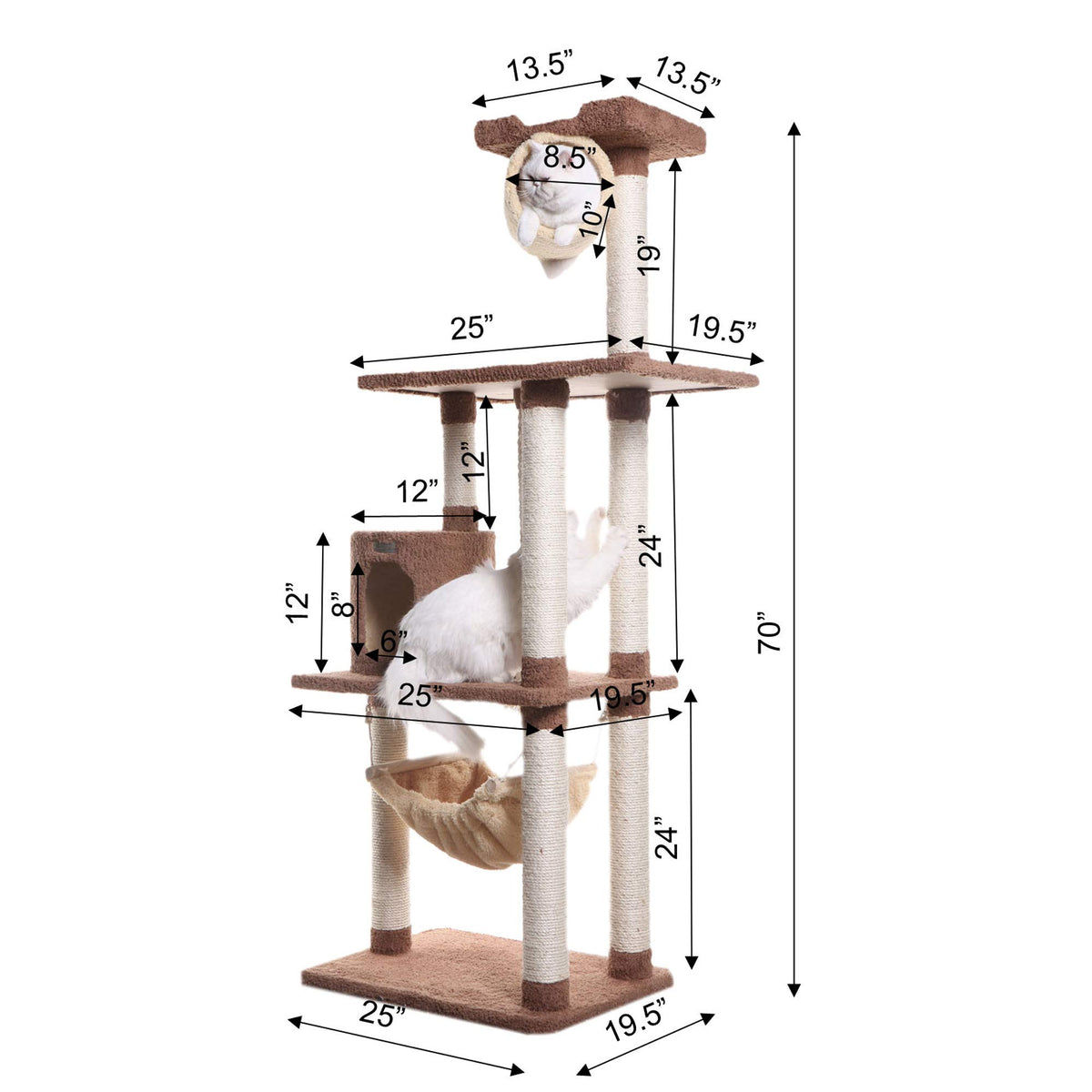 70" Cat Tree with Scratch Posts X38514
