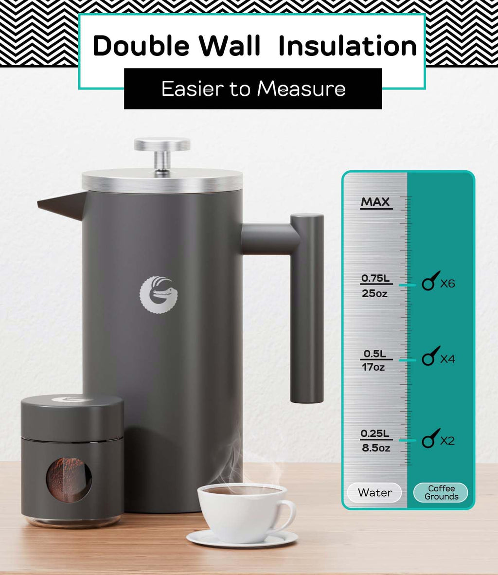 Gray 34 oz French Press Coffee Maker B731977