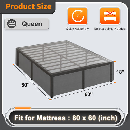 18 Inch Queen Size Metal Bed Frame Y7530