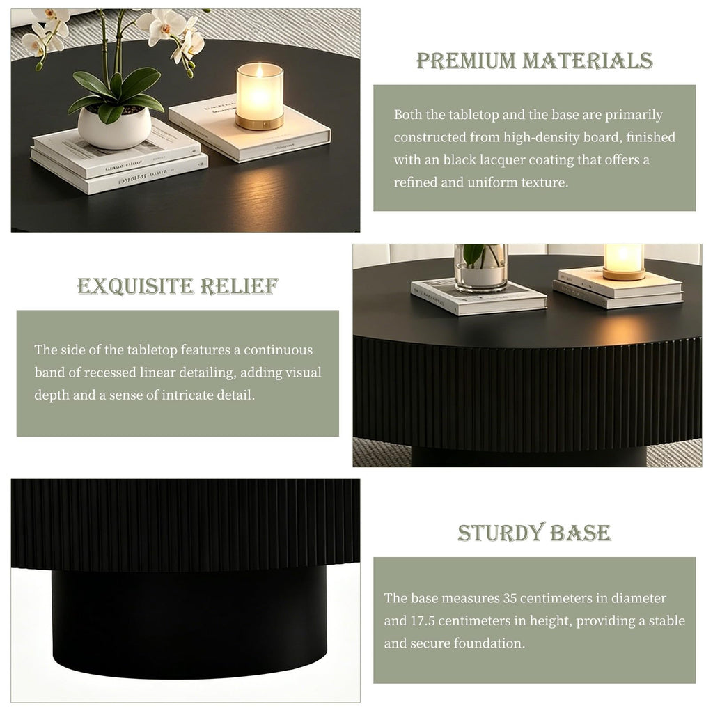 Black Round Pedestal Coffee Table W69123