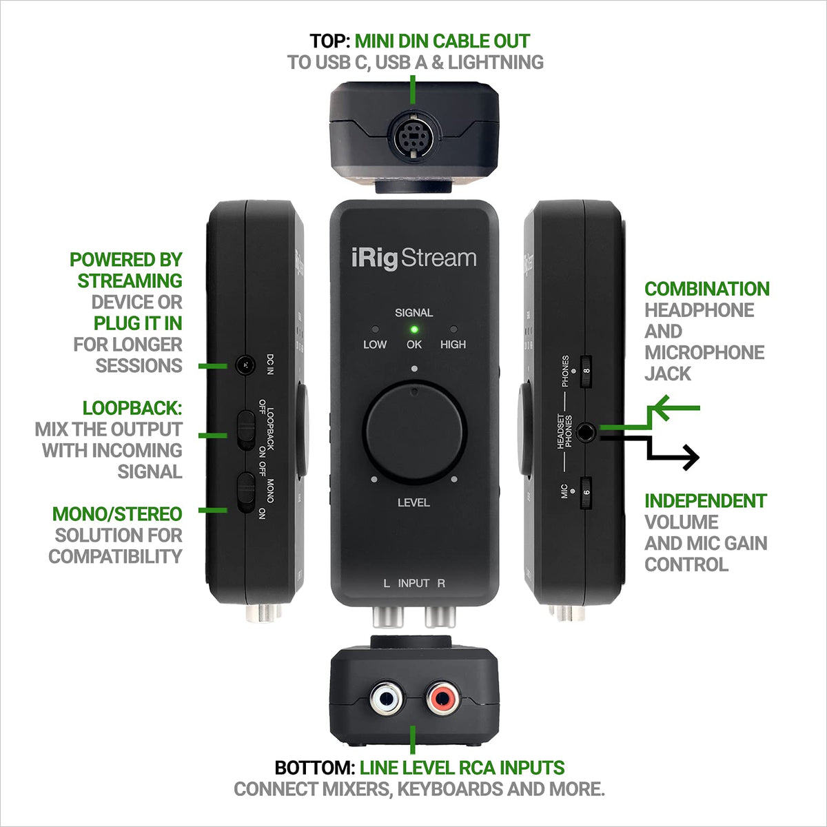 Stereo Audio Interface with USB-C, Lightning and USB A37767