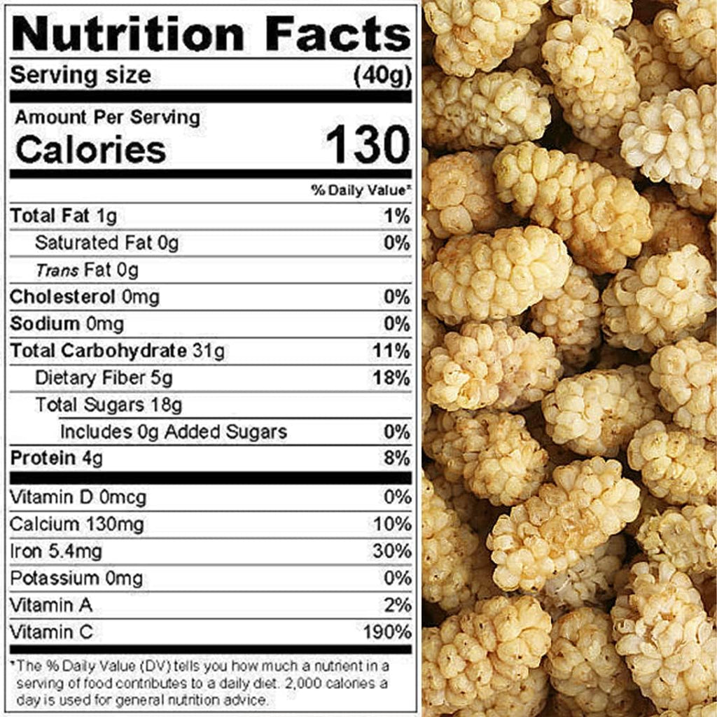 Sun Dried White Mulberries 5 lbs. Resealable Pouch A841229