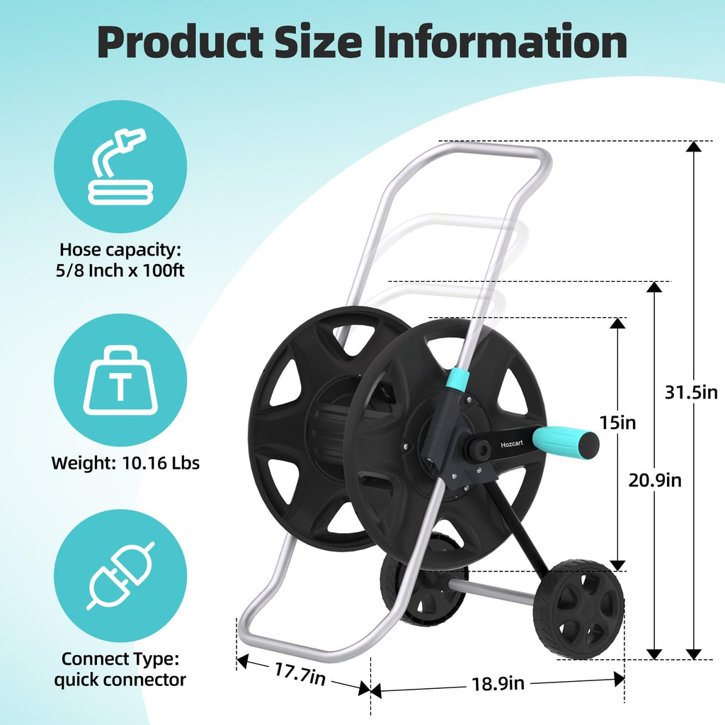 Metal Heavy Duty Garden Hose Reel Cart with Wheels C3315