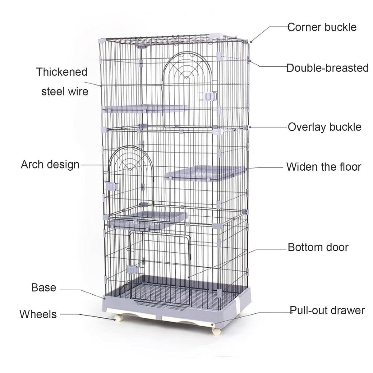 Foldable 4 Tier Detachable Cat Cage with Hammock C89552