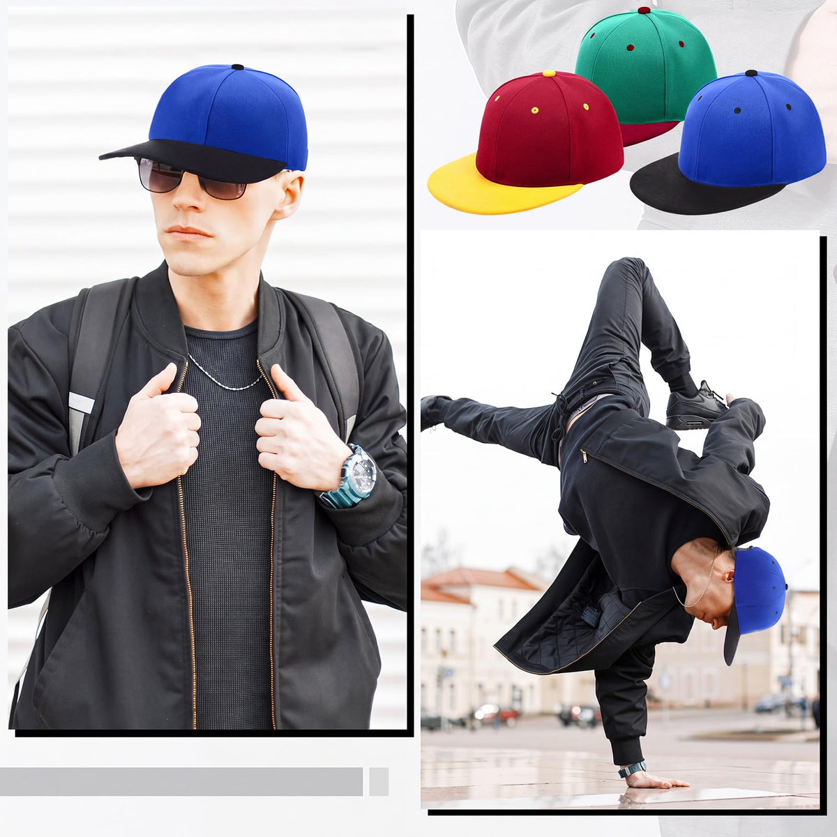 30 Pcs Flat Bill Snapback Hats Bulk Adjustable J48067