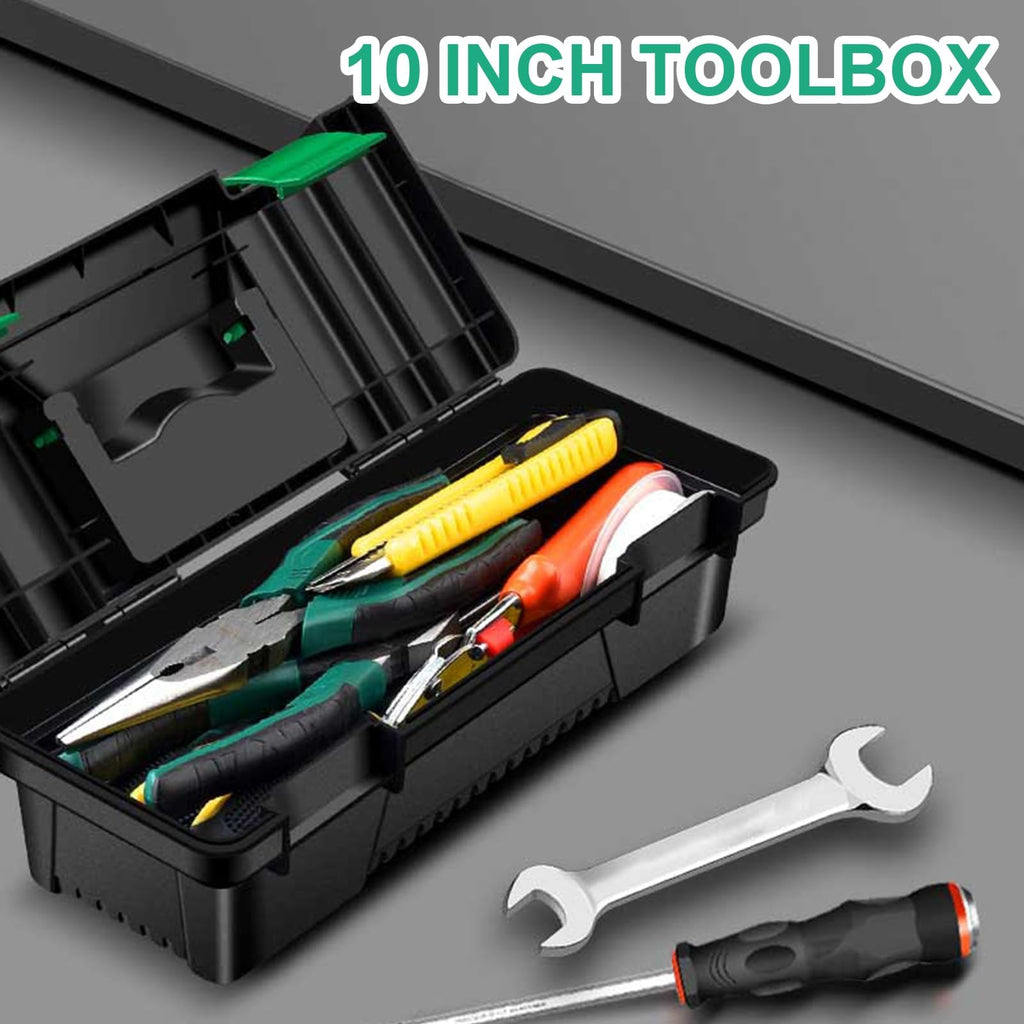 10-inch Plastic Tool Box with Handle and Removable Tray B13379