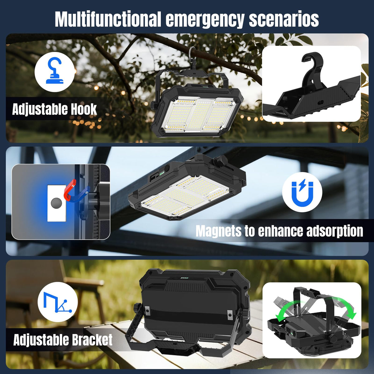 400W 32000LM Rechargeable Magnetic LED Work Light E974