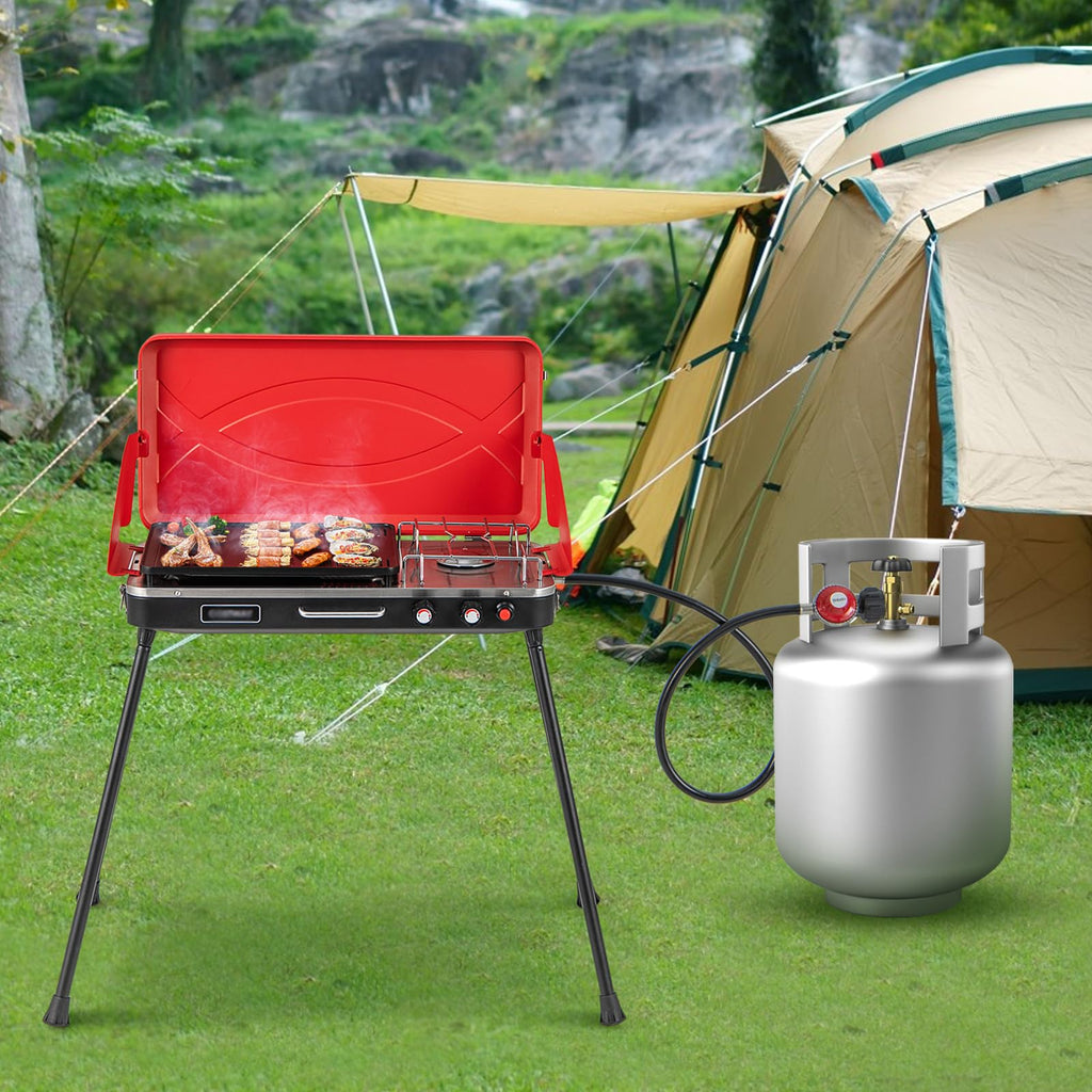 2-Burner Camping Stove with Removable Leg Stand I5020