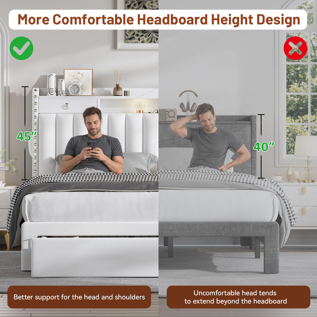 Queen Bed Frame with Storage Headboard and 4 Drawers C783