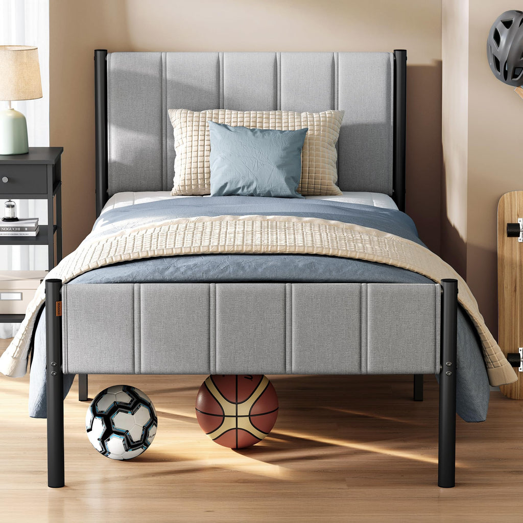 Twin Bed Frame with Upholstered Headboard F985019