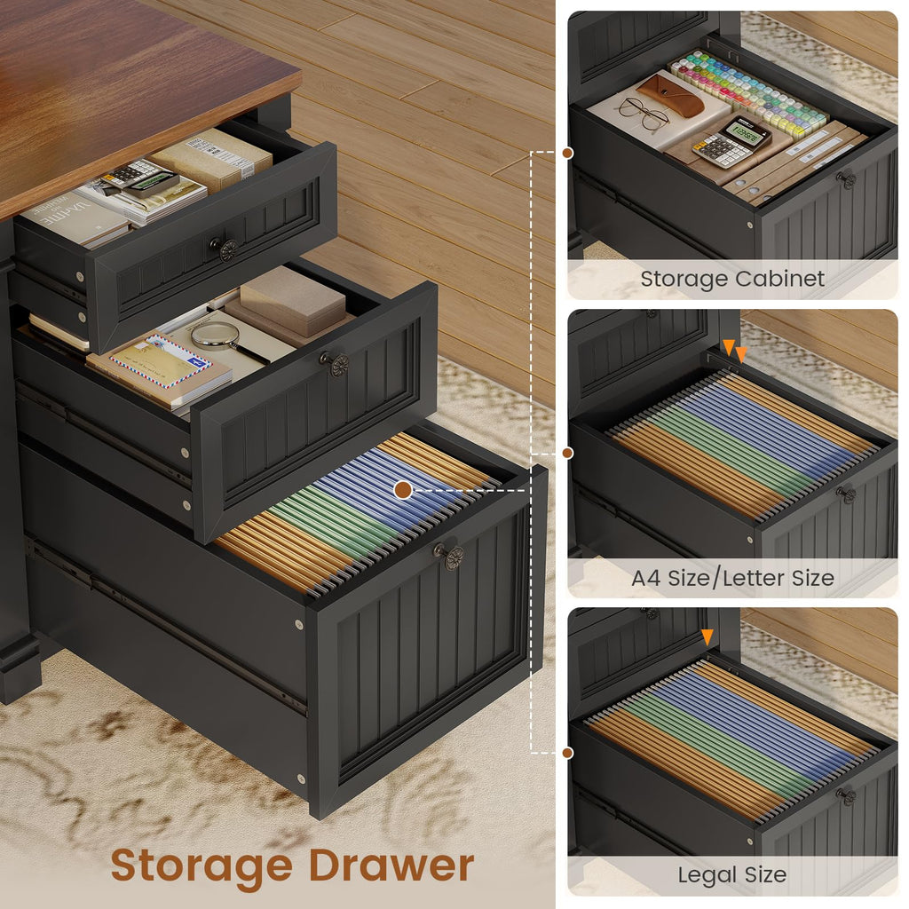 L Shaped Office Desk with 4 Drawers U613