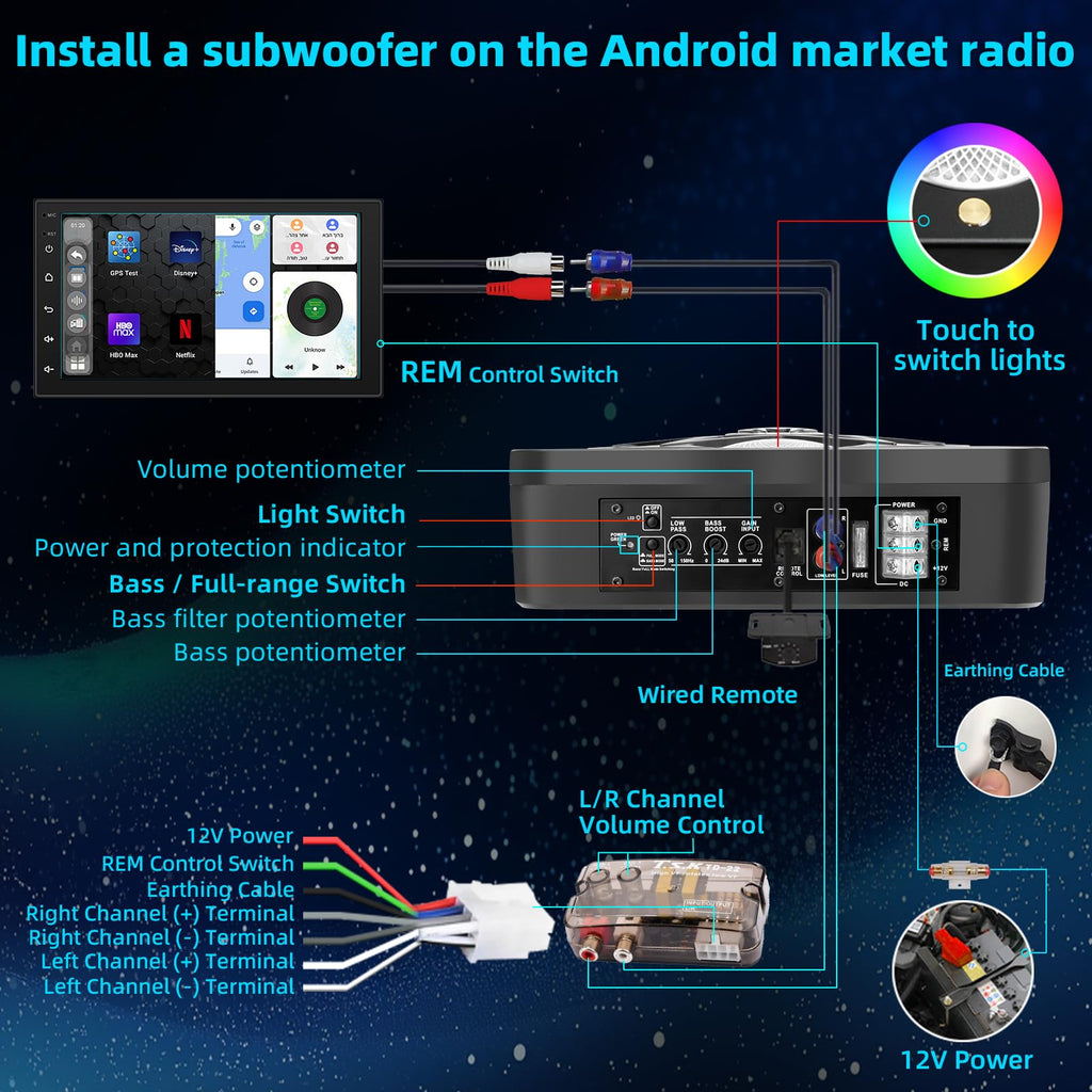 10" Powered Under Seat Subwoofer with Amp Y996