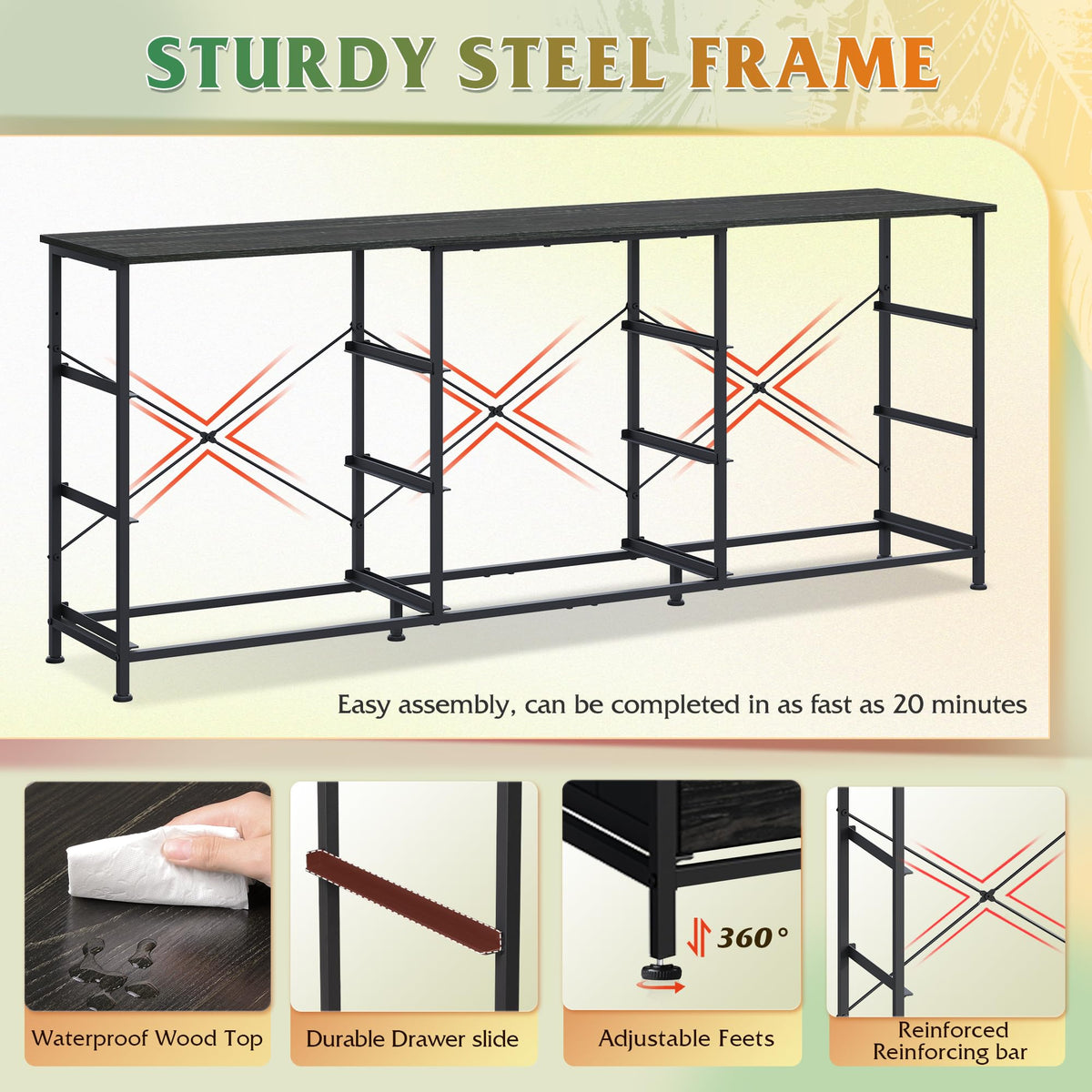 Black 9 Drawer Wood Dresser TV Stand P2681