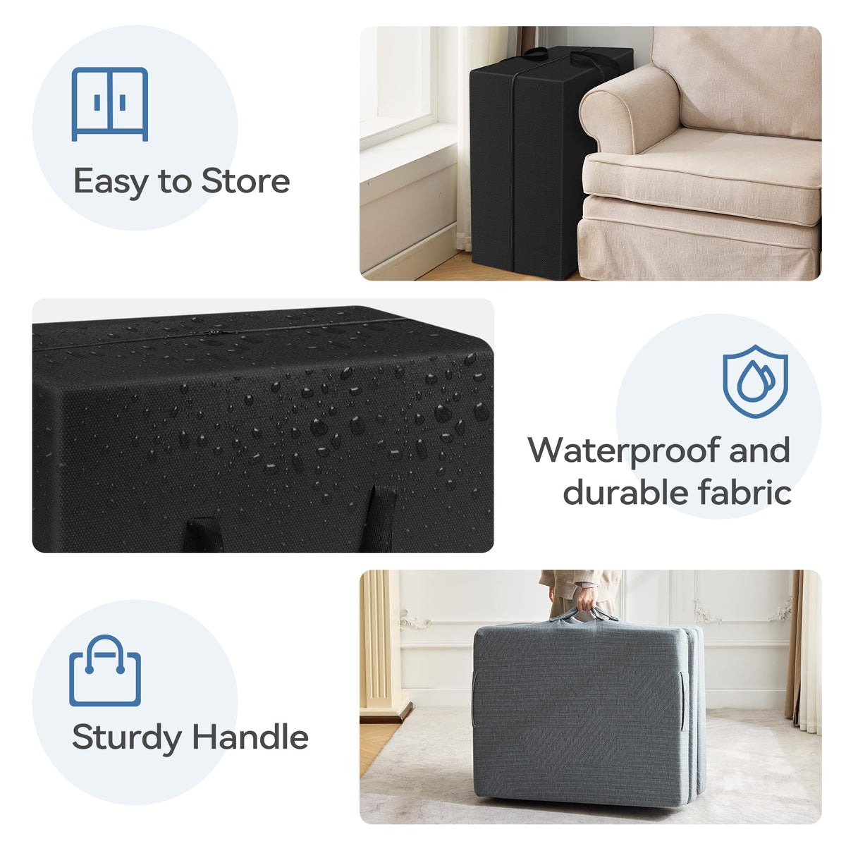 3.95" Memory Foam Topper Queen Size Foldable Floor Mat F12161