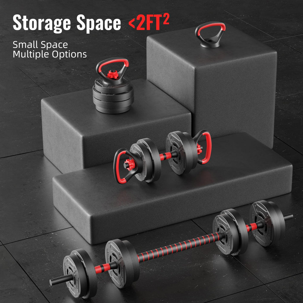 Adjustable 40/60LBS Dumbbell Barbell Kettlebell Set I727