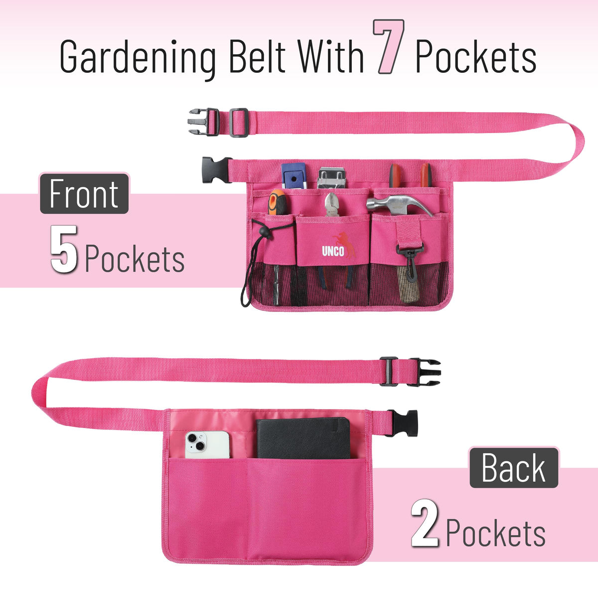 Pink 7 Pocket Garden Tool Belt S48361