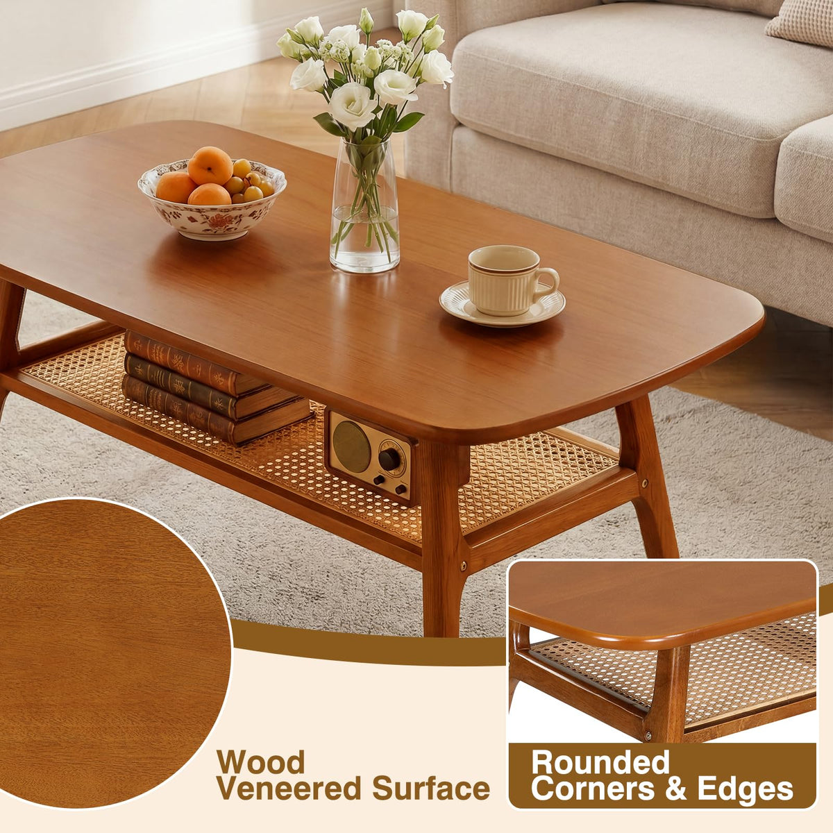 Rattan Wood Coffee Table W52429