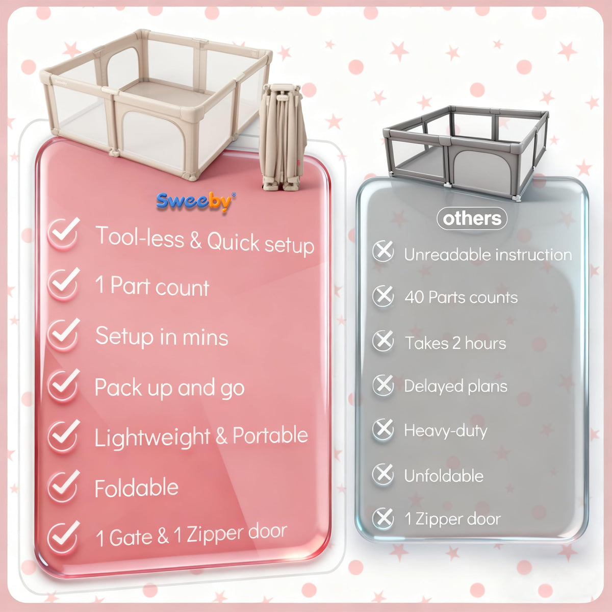 Light Khaki Foldable Baby Playpen Z734024