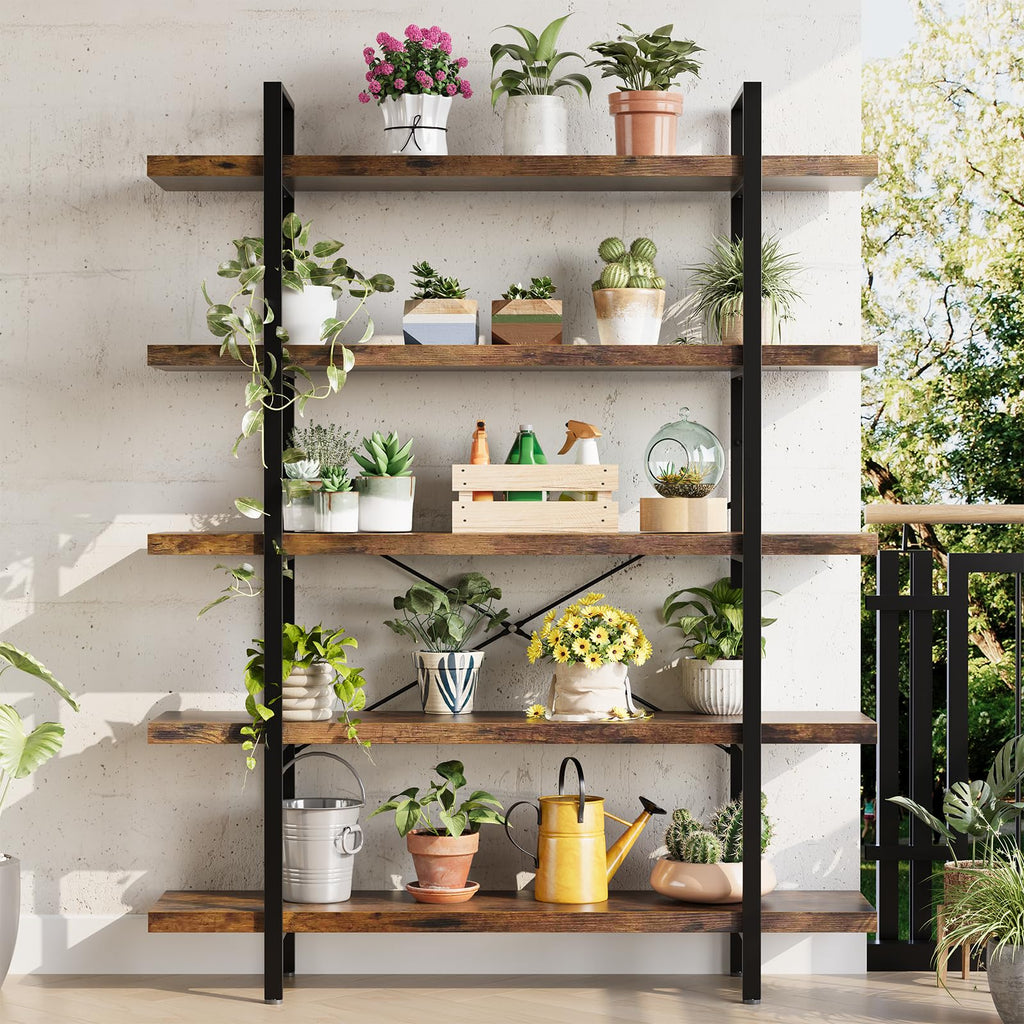 5 Tier Rustic Open Bookshelf I368280
