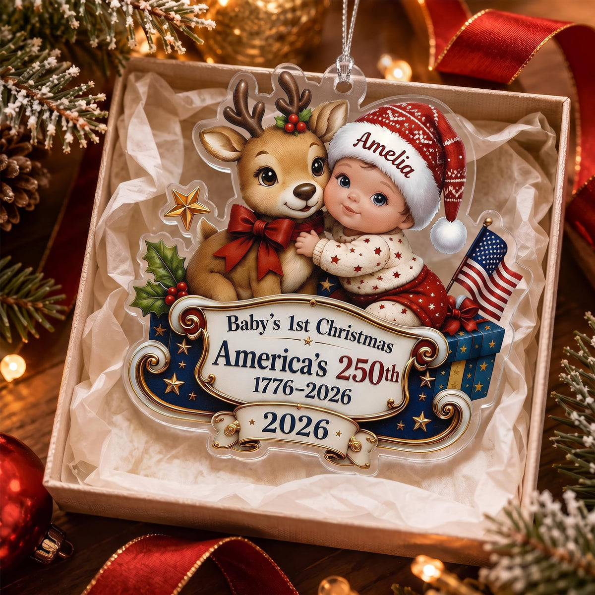 Personalized Baby's 1st Christmas Ornament 2026 J23077