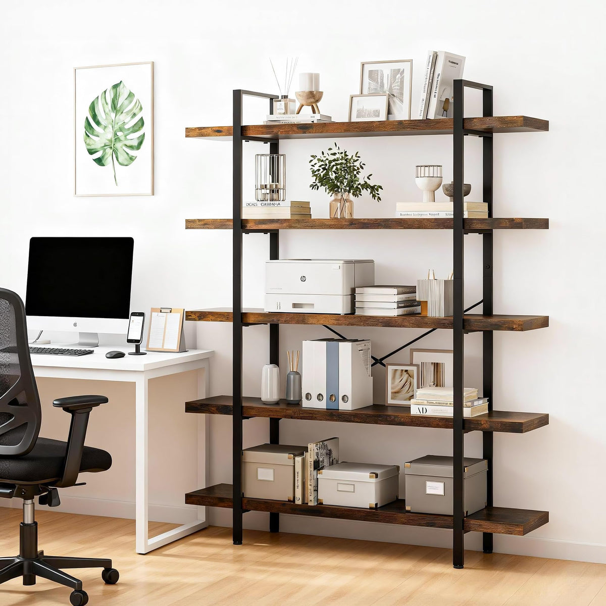 5 Tier 70" H Wood Bookshelf W4230