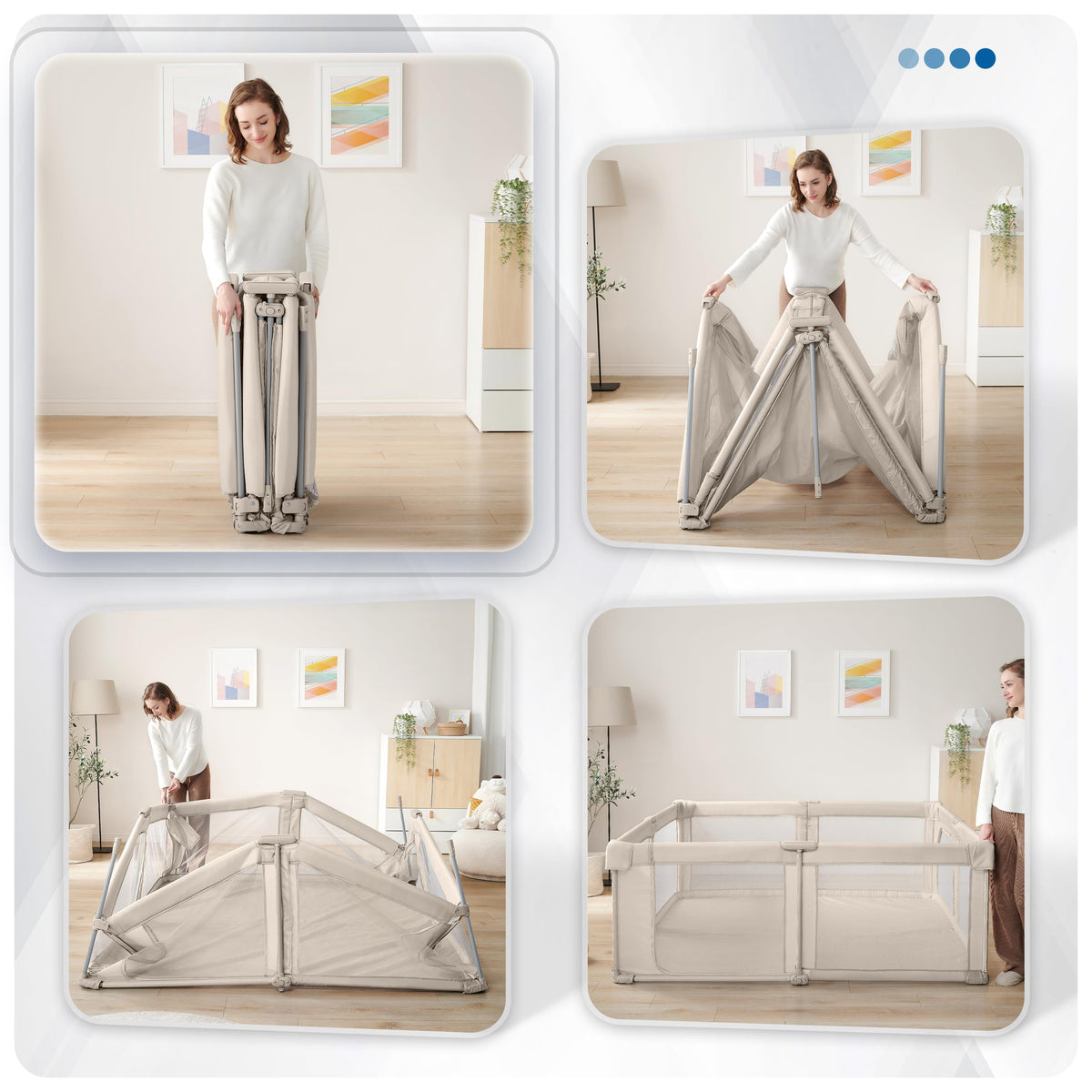 Light Khaki Foldable Baby Playpen Z734024