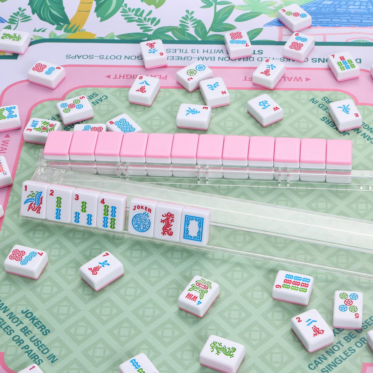 166 Pink Mahjong Set with Bag and 4 Racks T934639