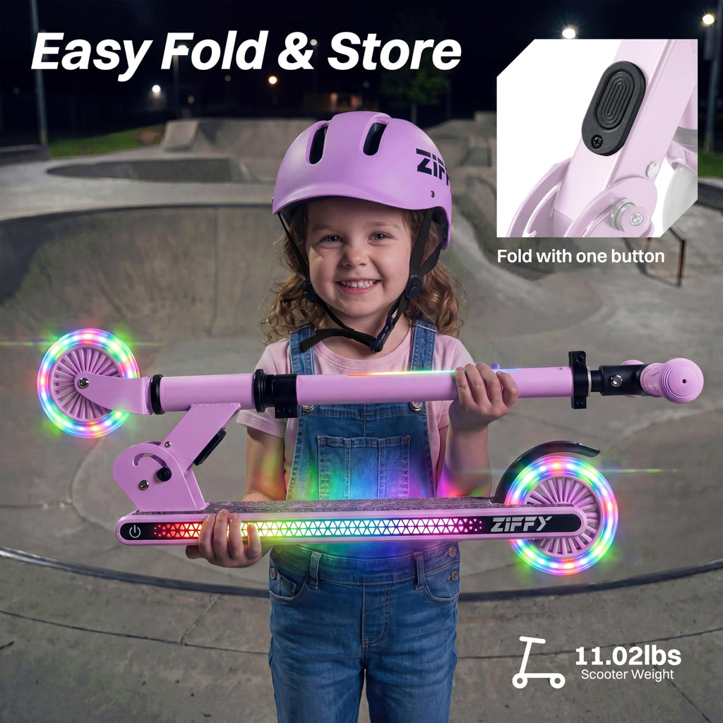 Light Up 2 Wheel Foldable Kids Kick Scooter with Adjustable Height G53395