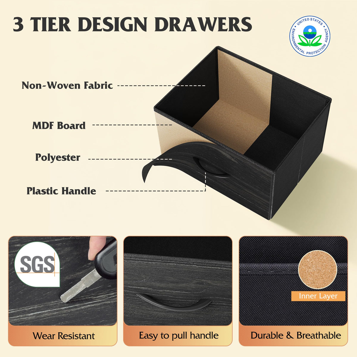 Black 9 Drawer Wood Dresser TV Stand P2681