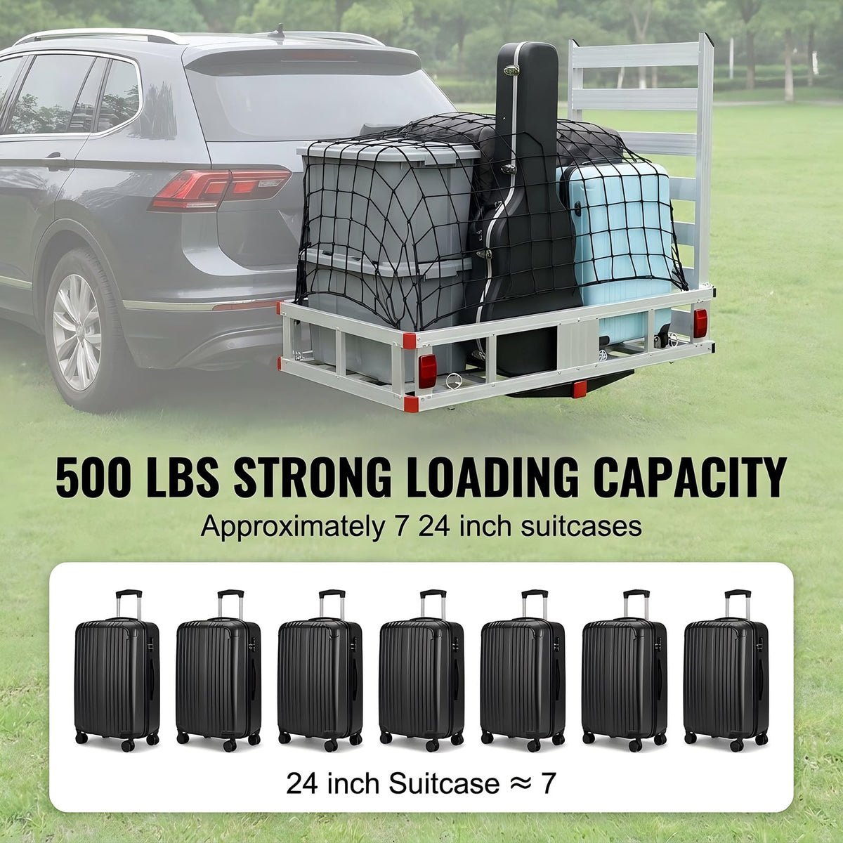 Hitch Mounted Cargo Carrier with Folding Ramp W669
