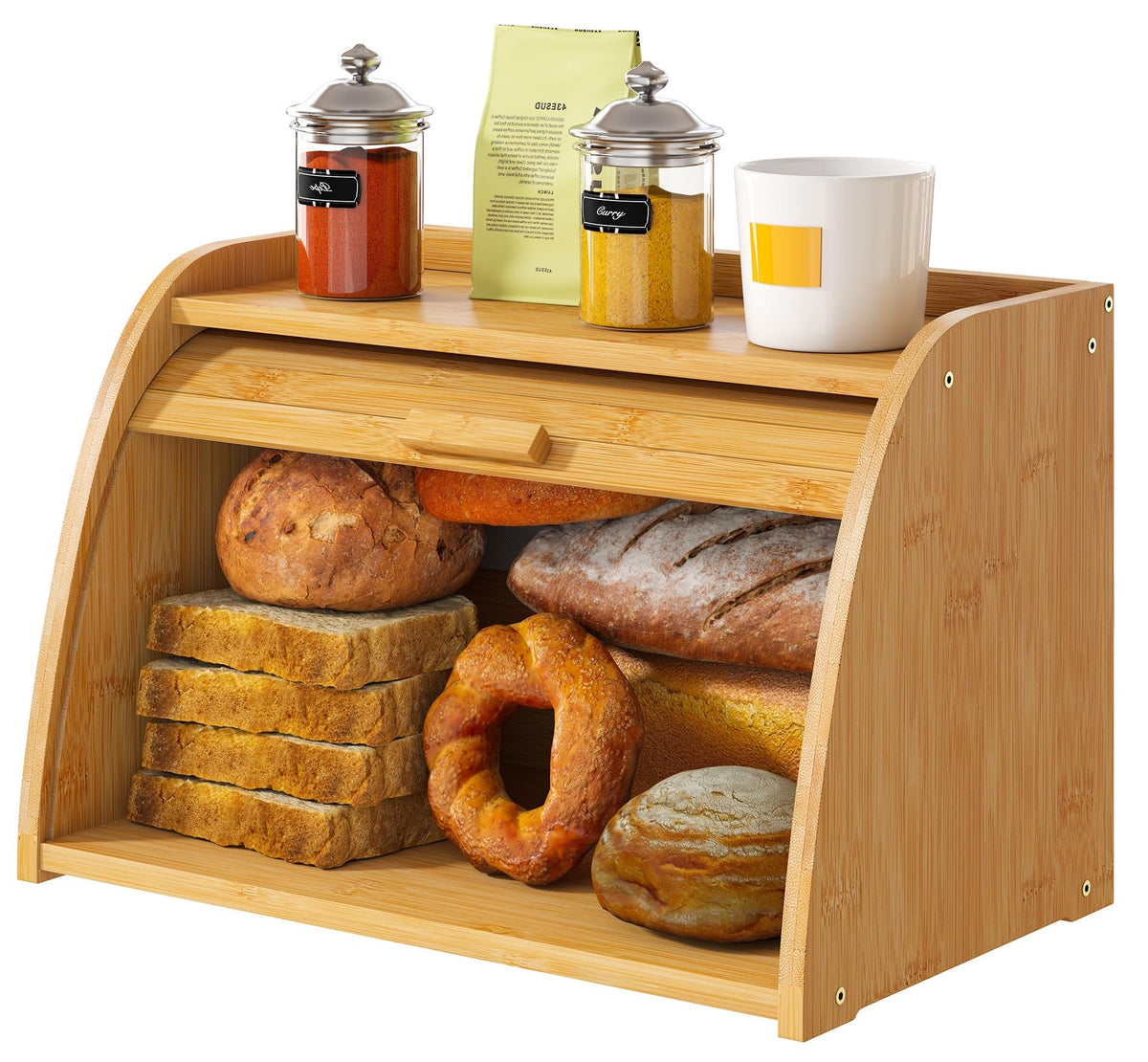 Large Bamboo Wood Bread Box K140