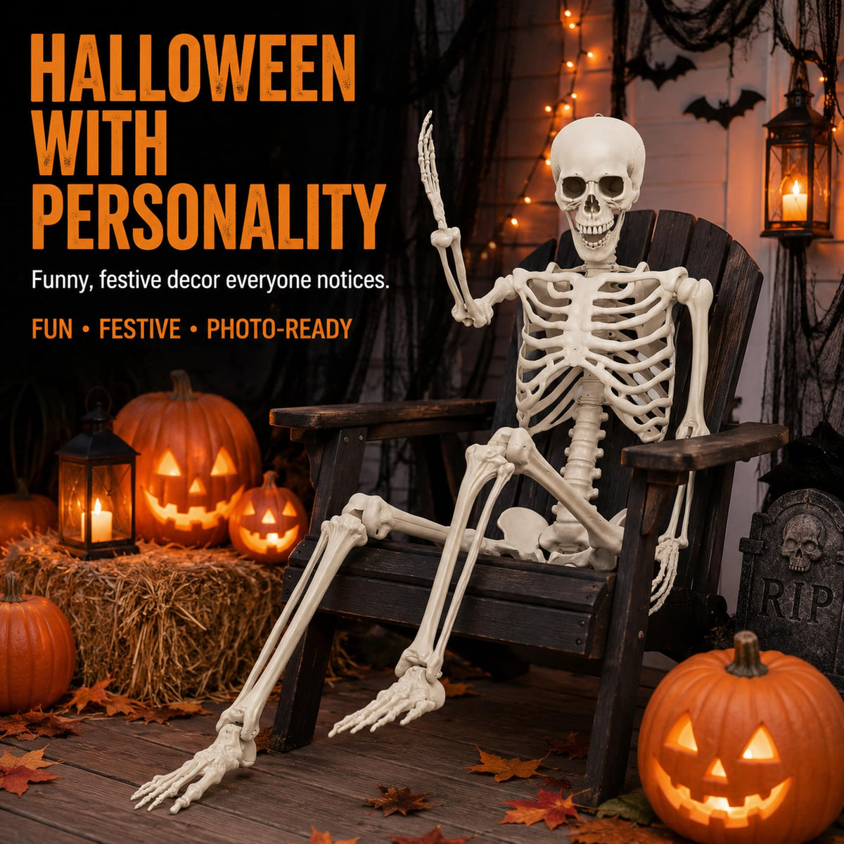 Life Size Poseable Skeleton with Movable Joints U6936