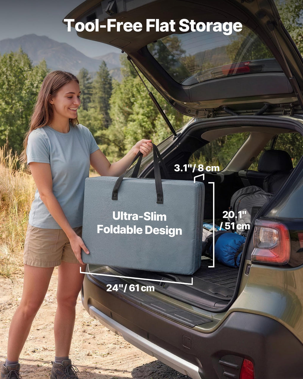 Folding Camping Storage Cabinet with 3 Shelves and Carry Bag Q656874
