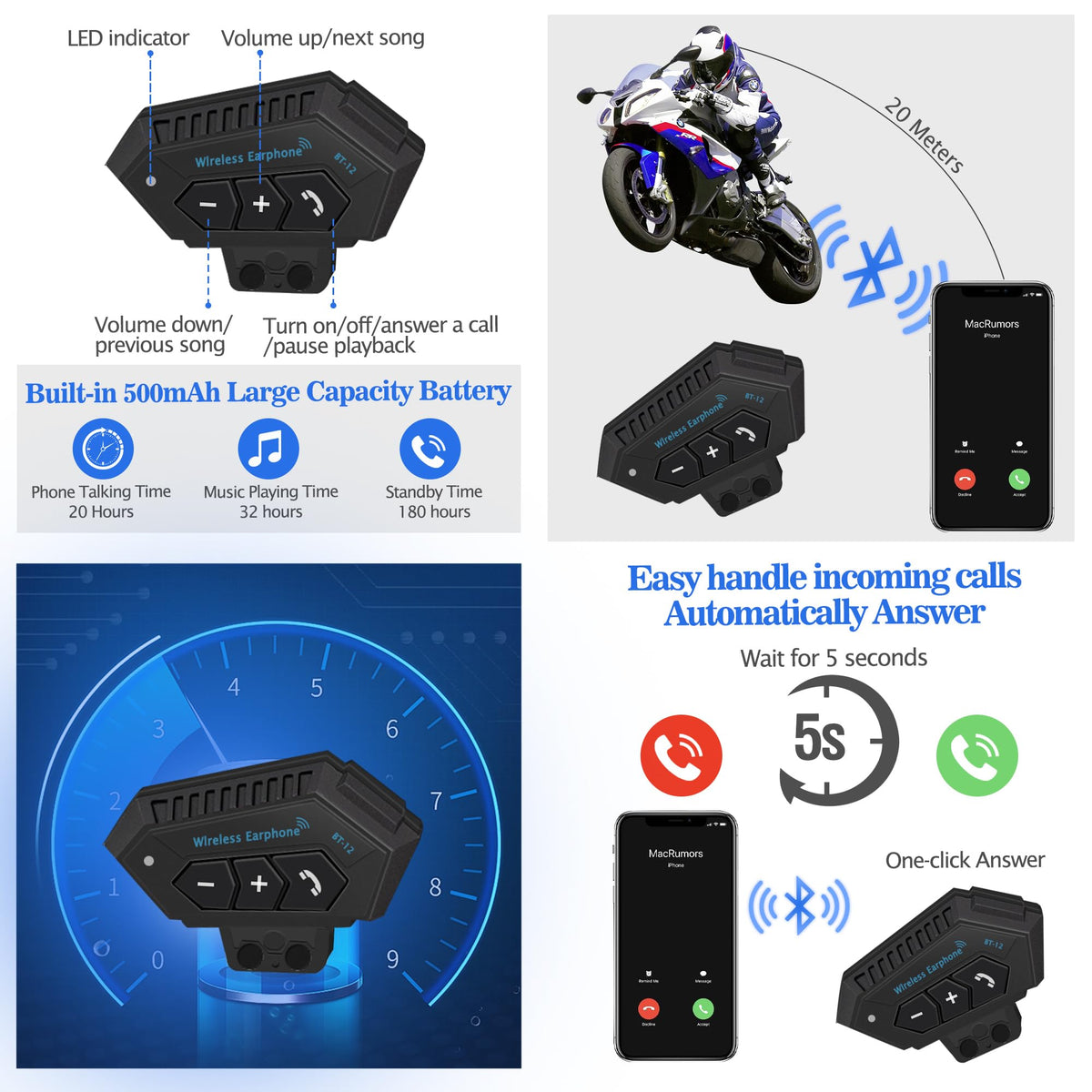 Bluetooth Modular Motorcycle Helmet DOT Approved Dual Visor H69558