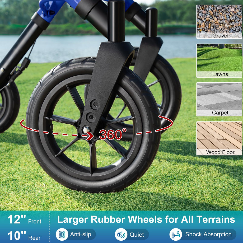 Blue Foldable Tall Walker with Seat K844266