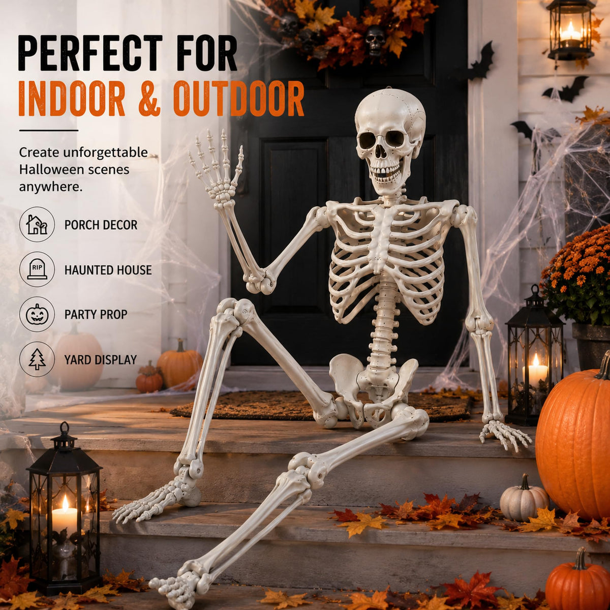 Life Size Poseable Skeleton with Movable Joints U6936