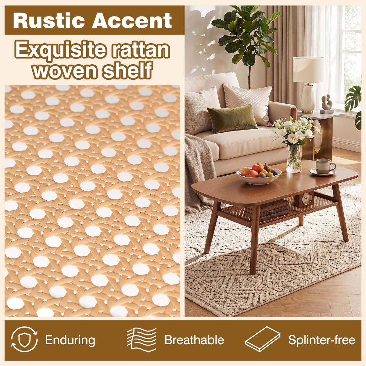 Rattan Wood Coffee Table W52429