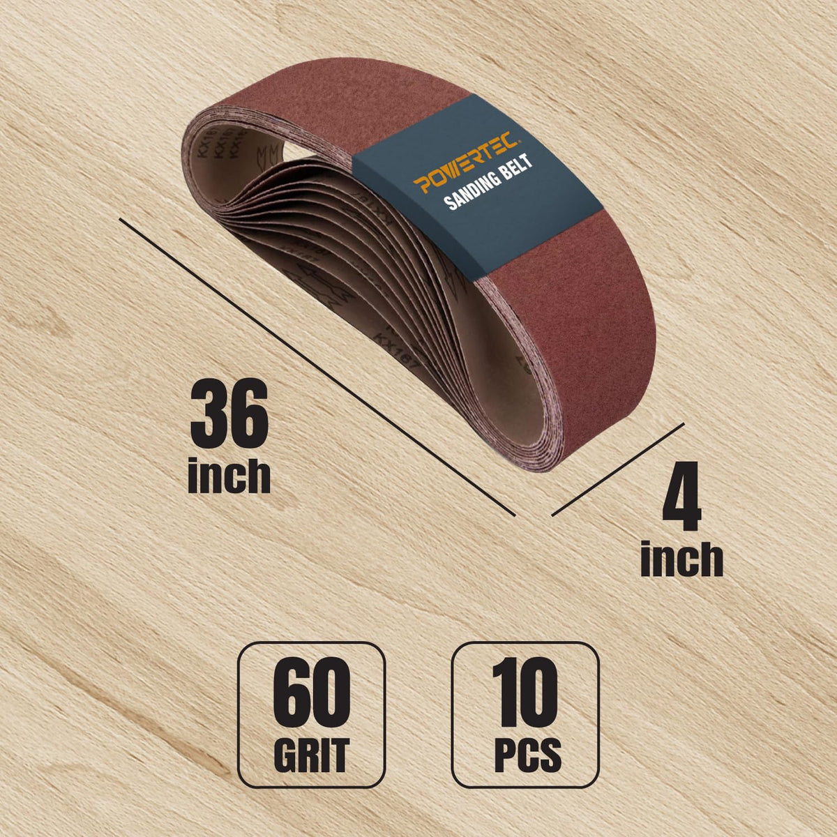 4 x 36 Inch 60 Grit Aluminum Oxide Sanding Belts L203