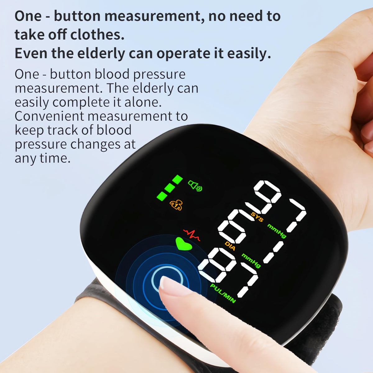 Wrist Blood Pressure Monitor with LCD Display and Voice Guide D7284
