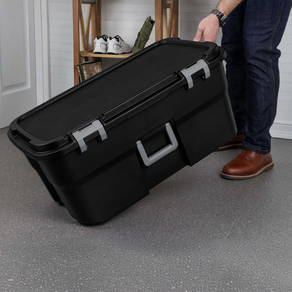 22 Gallon Black Wheeled Plastic Storage Trunk C122