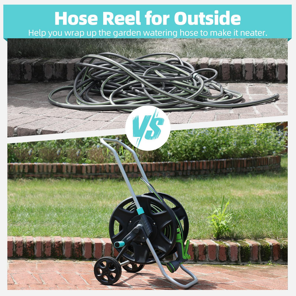 Metal Heavy Duty Garden Hose Reel Cart with Wheels C3315
