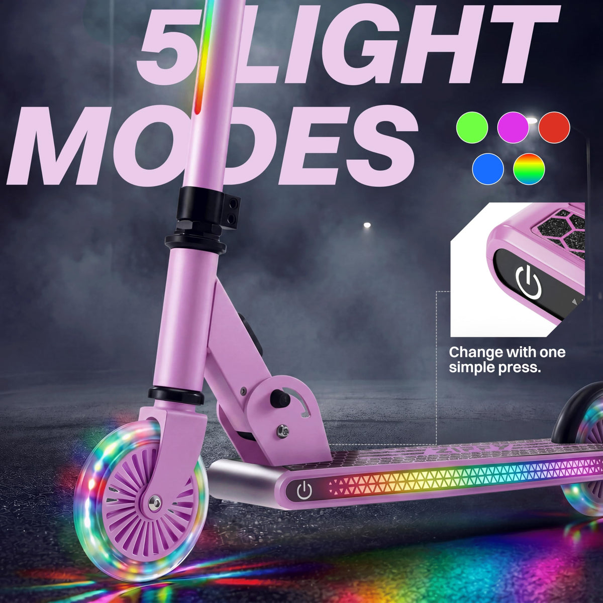 Light Up 2 Wheel Foldable Kids Kick Scooter with Adjustable Height G53395