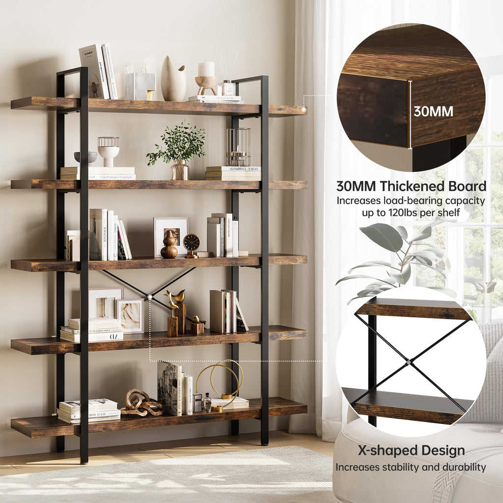5 Tier 70" H Wood Bookshelf W4230