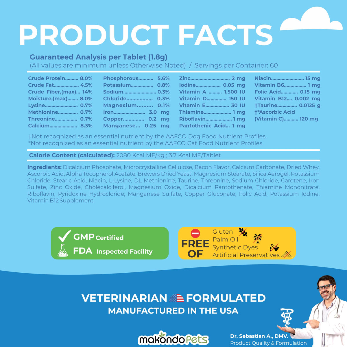 Dog Prenatal Vitamins 60 Tabs Supplement E572020