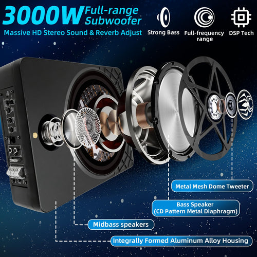 10" Powered Under Seat Subwoofer with Amp Y996