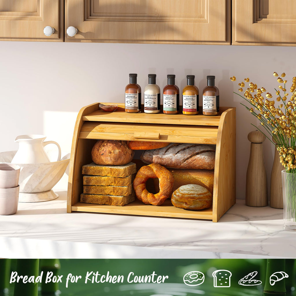 Large Bamboo Wood Bread Box K140