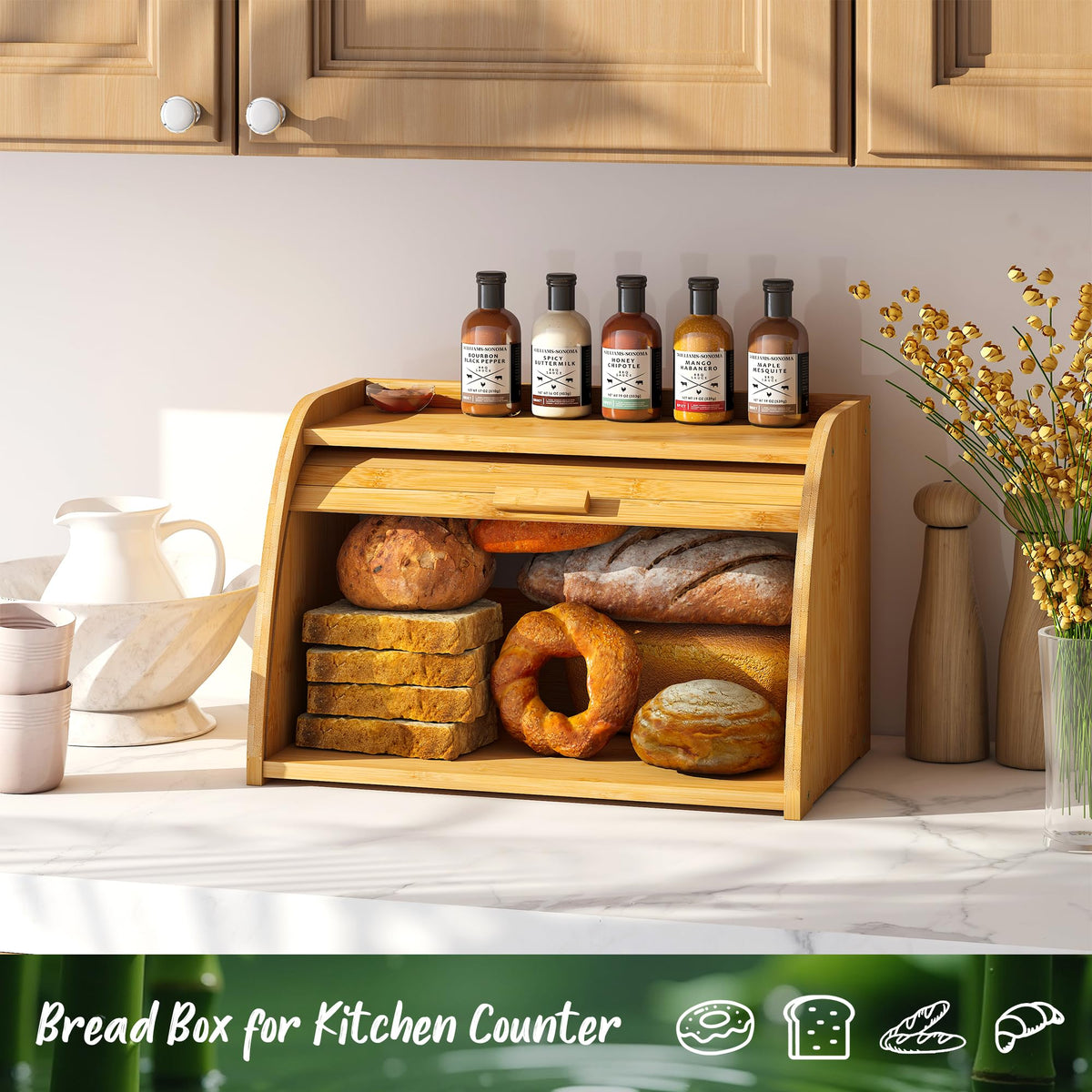Large Bamboo Wood Bread Box K140