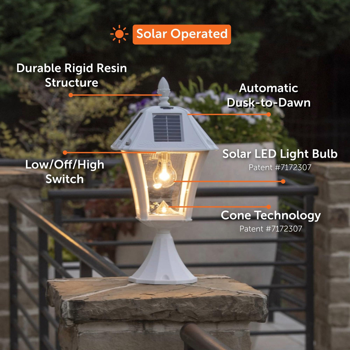White Outdoor Solar Post Light with 3 Mounting Options T250746