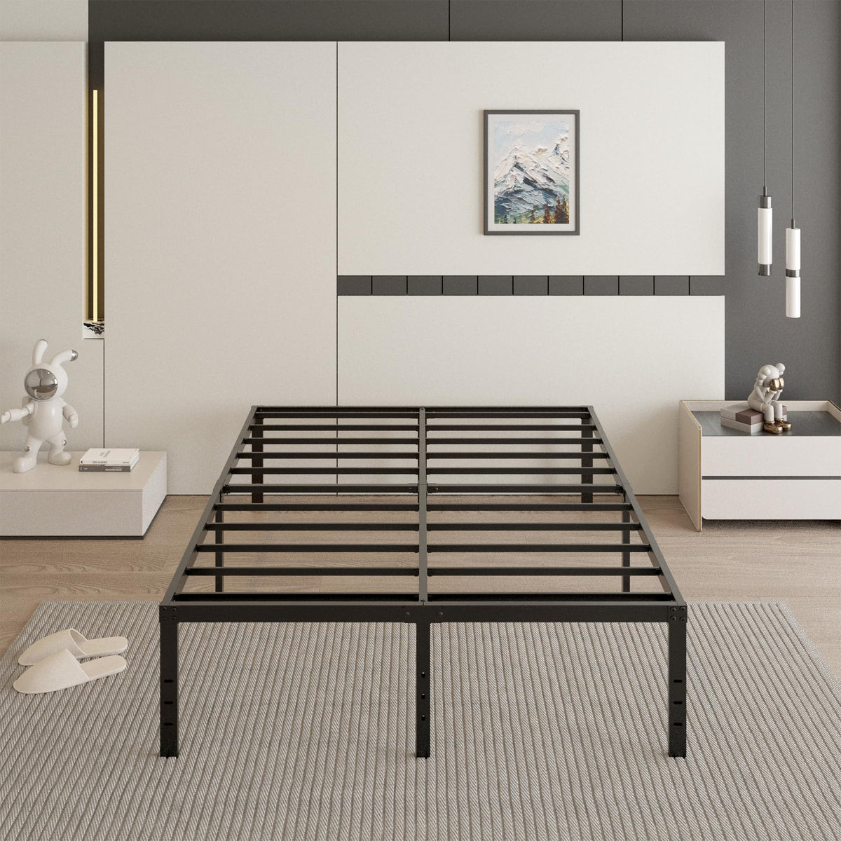 18 Inch Queen Size Metal Bed Frame Y7530