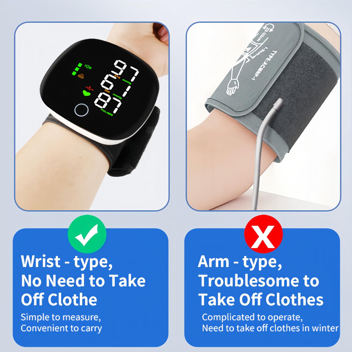 Wrist Blood Pressure Monitor with LCD Display and Voice Guide D7284